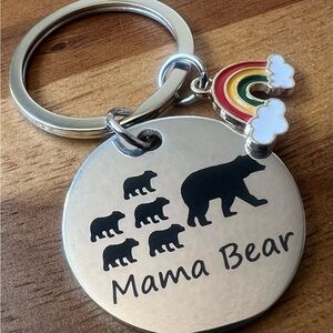New Keychain Metal Gift Mom Mother Rainbow Engraved Mama Bear 6 kids children